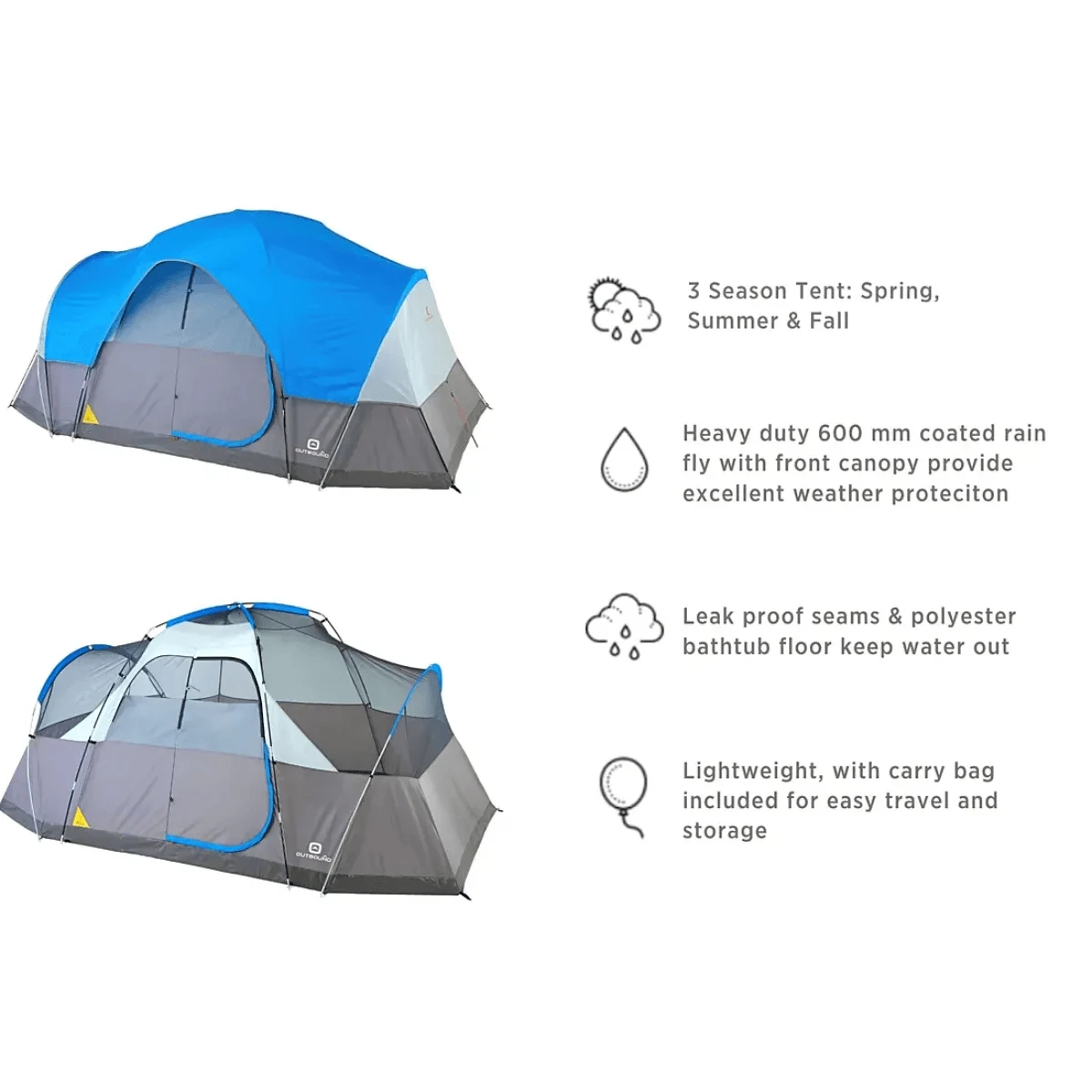Outbound 8-Person Dome Tent W/ Rain Fly & Carry Bag 4 Outbound 8-Person Dome Tent W/ Rain Fly & Carry Bag - Image 4