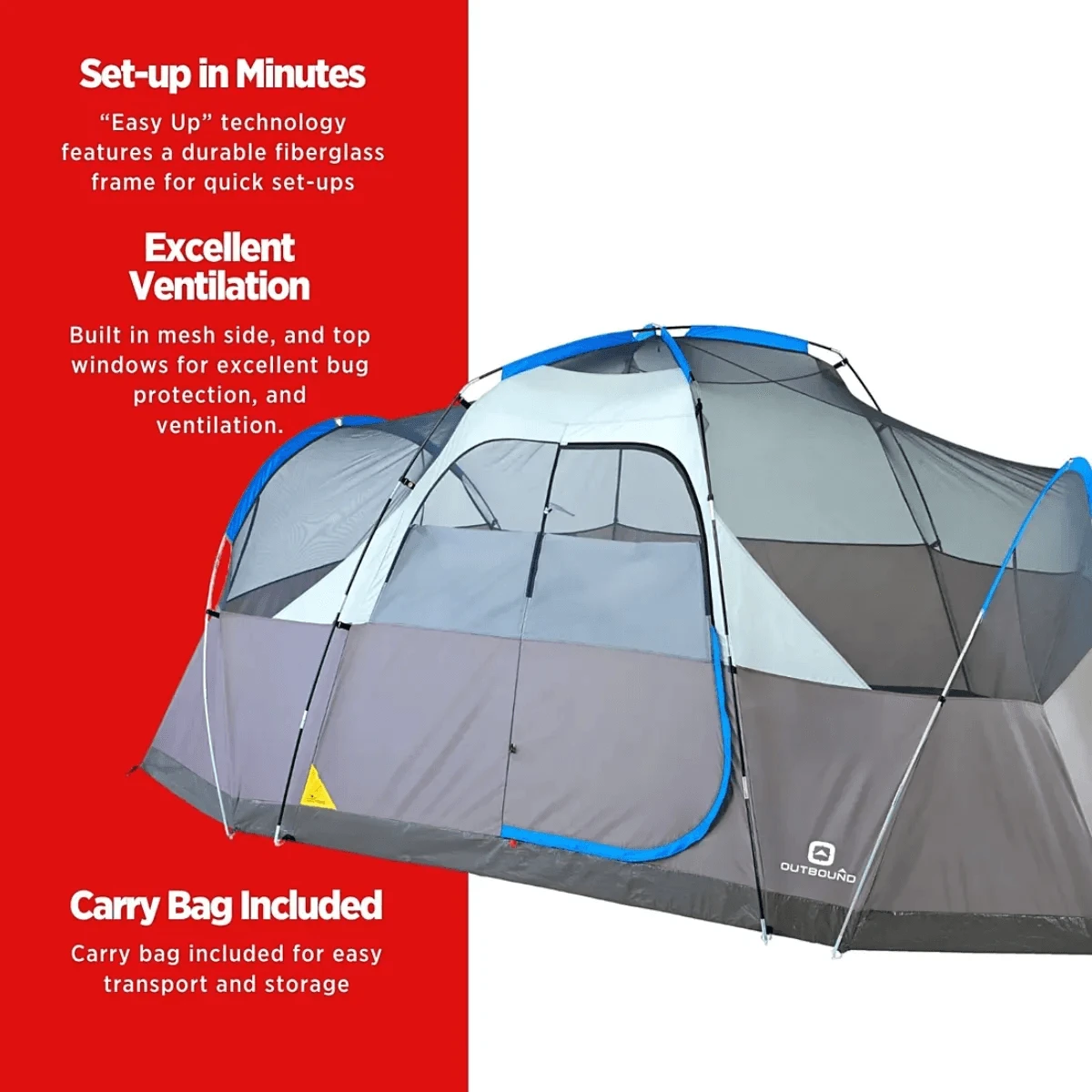Outbound 8-Person Dome Tent W/ Rain Fly & Carry Bag 5 Outbound 8-Person Dome Tent W/ Rain Fly & Carry Bag - Image 5
