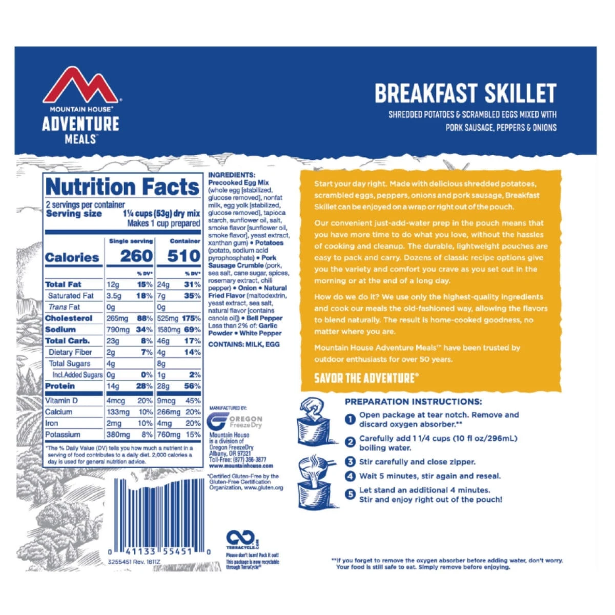 Mountain House Breakfast Skillet Freeze Dried Meal 3 Mountain House Breakfast Skillet Freeze Dried Meal - Image 3